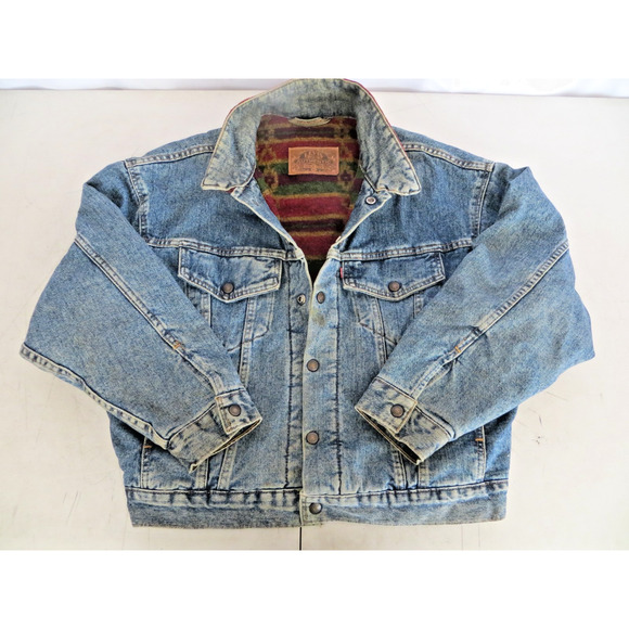 Levi's Other - VTG 90s Levi's Authentic Aztec Wool Blanket Lined Denim Jacket Mens Medium 10/92
